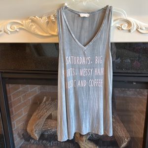 Altard State Graphic Tank Mineral Wash Top Gray Flowy Womens Small Messy  Loose